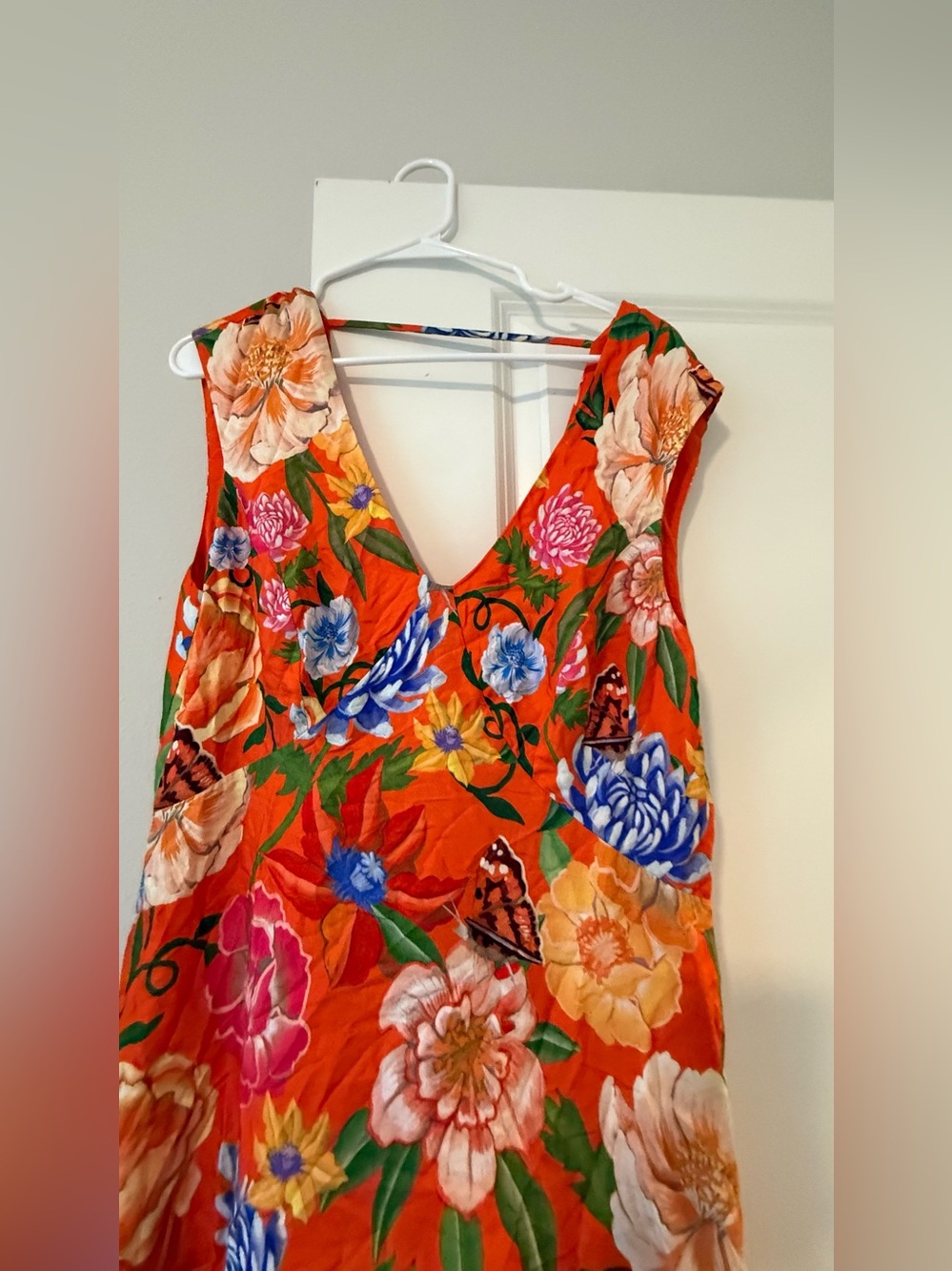 Anthropologie Low Back Printed Floral Midi Dress 🍊🌸✨ - Picture 8 of 13